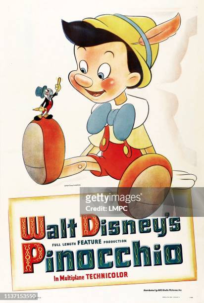 Pinocchio, poster, from left: Jiminy Cricket, , 1940.