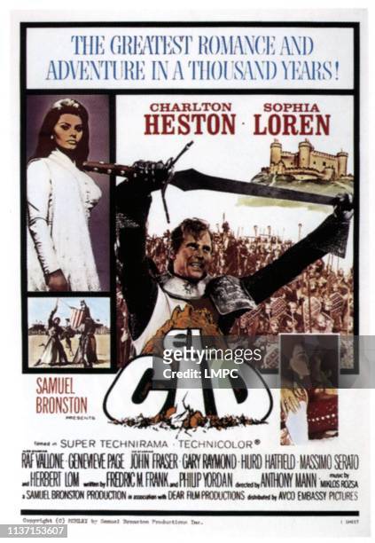 El Cid, poster, Sophia Loren, Charlton Heston, 1961.
