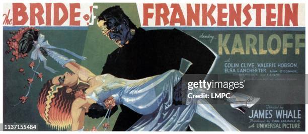 The Bride Of Frankenstein, poster, from left: Elsa Lanchester, Boris Karloff, 1935.