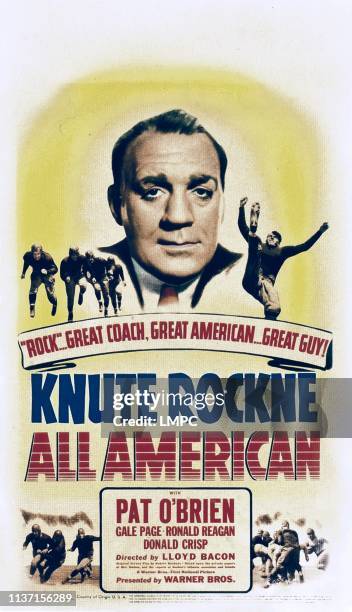 Knute Rockne All American, poster, Pat O'Brien, 1940.