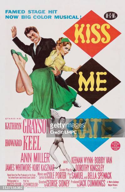 Kiss Me Kate, poster, Howard Keel, Kathryn Grayson, Ann Miller, 1953.