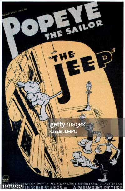 The Jeep, poster, from left: Jeep, Swee Pea, Popeye, Olive Oyl, 1938.