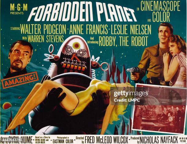 Forbidden Planet, poster, Walter Pidgeon, Anne Francis, Robby the robot, Leslie Nielsen, 1956.