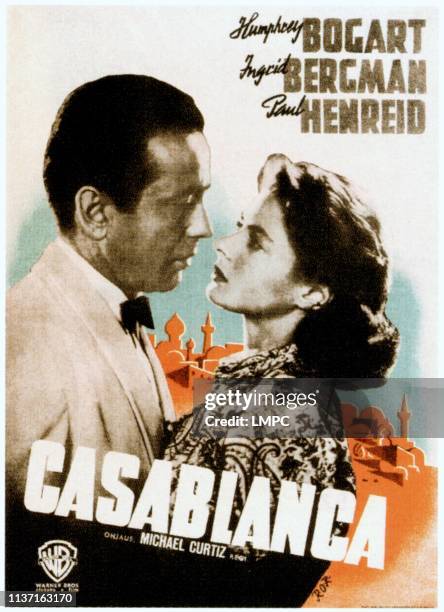 Casablanca, poster, Humphrey Bogart, Ingrid Bergman, 1942.