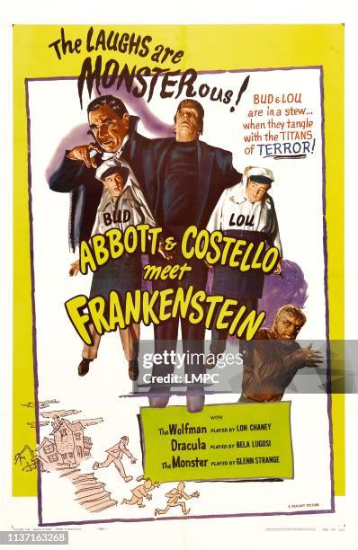 Abbott & Costello Meet Frankenstein, poster, , from left: Bela Lugosi, Bud Abbott, Glenn Strange, Lou Costello, Lon Chaney Jr, 1948.