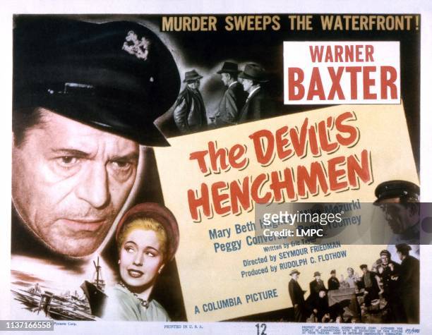 The Devil's Henchman, , US lobbycard, Warner Baxter , Mary Beth Hughes , Mike Mazurki , 1949.