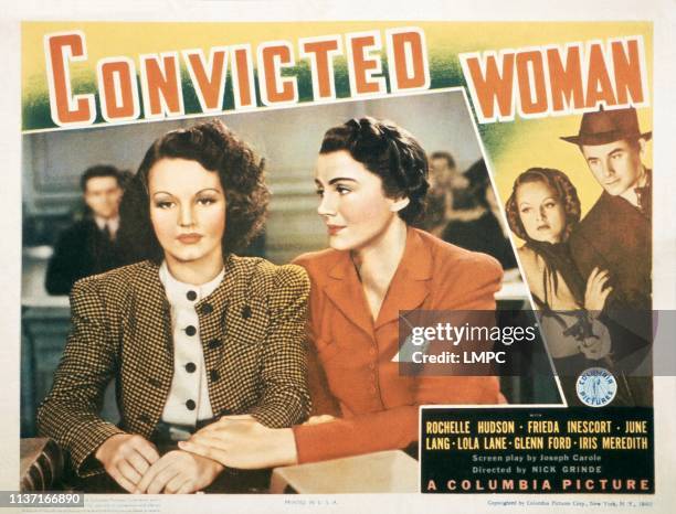 Convicted Woman, lobbycard, Rochelle Hudson , Frieda Inescort , Glenn Ford , 1940.