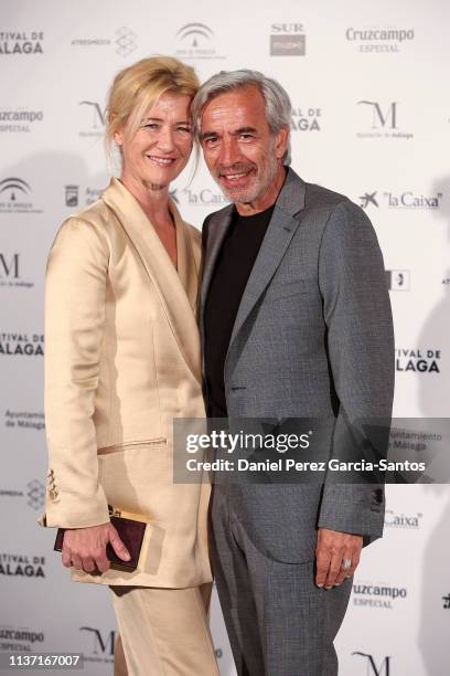 Ana Duato and Imanol Arias attend 'Los dias que vendran' premiere at the Cervantes Theater during the 22nd Malaga Film Festival on March 20, 2019 in...