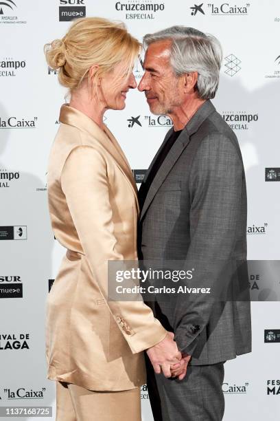 Actors Ana Duato and actor Imanol Arias attend 'Los Dias Que Vendran' premiere during the 22th Malaga Film Festival on March 20, 2019 in Malaga,...