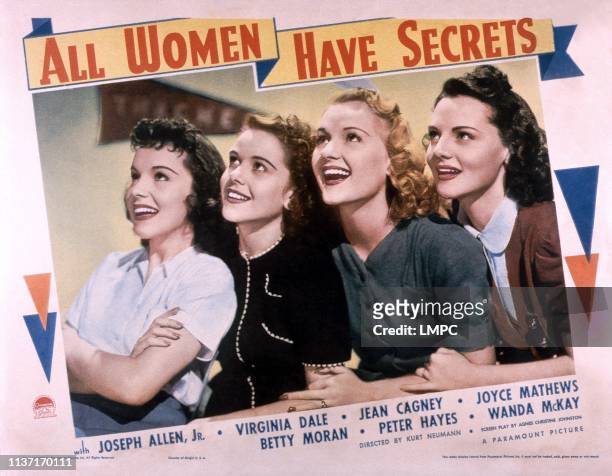 All Women Have Secrets, lobbycard, from left: Joyce Mathews, Betty Moran, Virginia Dale, Jeanne Cagney , 1939.