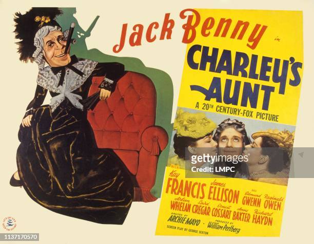 Charley's Aunt, poster, Jack Benny, Anne Baxter, Arleen Whelan, 1941.
