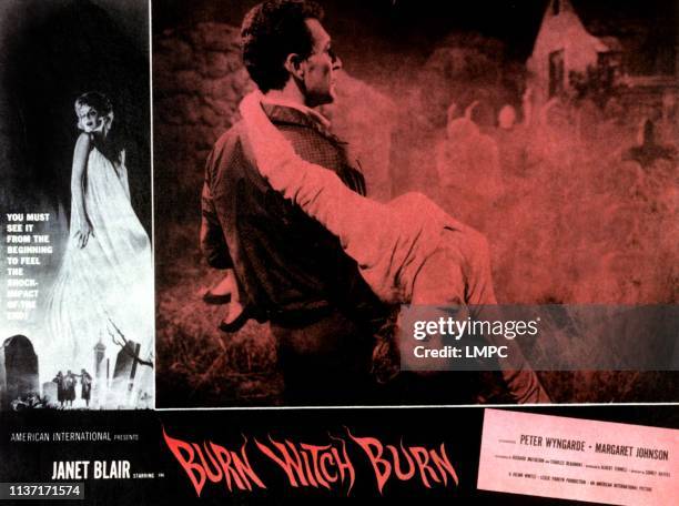 Burn Witch Burn! , lobbycard, Peter Wyngarde, Janet Blair, 1962.