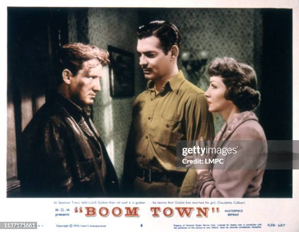 Boom Town, lobbycard, Spencer Tracy, Clark Gable, Claudette Colbert, 1940.