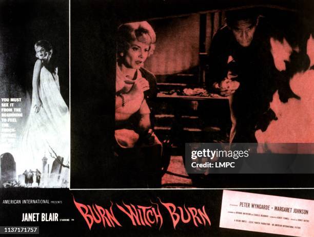 Burn Witch Burn! , lobbycard, Janet Blair, Peter Wyngarde, 1962.