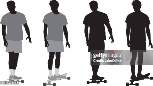 skateboarder silhouettes - adolescence stock illustrations