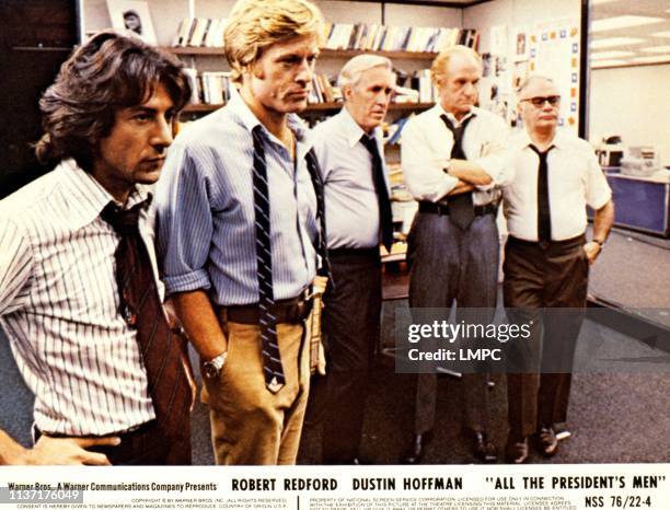 All The President's Men, lobbycard, Dustin Hoffman, Robert Redfor d, Jason Robards, Jack Warden, Martin Balsam, 1976.