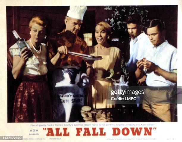 All Fall Down, lobbycard, Angela Lansbury, Karl Malden, Eva Marie Saint, Warren Beatty, Brandon deWilde, 1962.