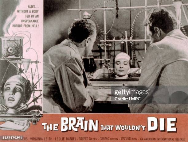 The Brain That Wouldn't Die, lobbycard, Bruce Brighton, Virginia Leith, Jason Evers, 1962.