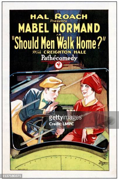 Should Men Walk Home?, poster, from left: Creighton Hale, Mabel Normand, 1927.