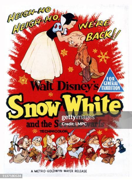 Snow White And The Seven Dwarfs, poster, top from left: Snow White, Dopey, bottom from left: Dopey, Bashful, Sneezy, Sleepy, Happy, Grumpy, Doc on...