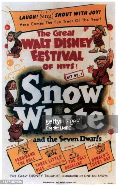 Snow White And The Seven Dwarfs, poster, top clockwise from top left: Bashful, Sleepy, Doc, Dopey, Grumpy, bottom from left: Ferdinand the Bull,...