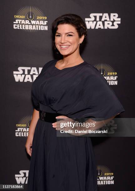 Gina Carano attends "The Mandalorian" panel at the Star Wars Celebration at McCormick Place Convention Center on April 14, 2019 in Chicago, Illinois.