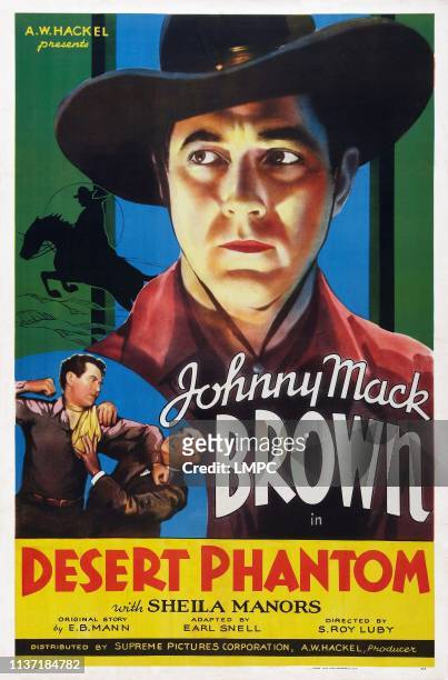 Desert Phantom, poster, US poster art, Johnny Mack Brown, 1936.
