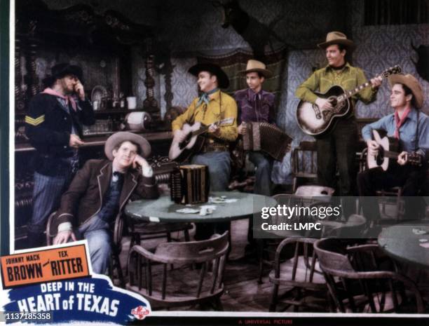 Deep In The Heart Of Texas, lobbycard, Fuzzy Knight, Tex Ritter, Johnny Mack Brown, 1942.