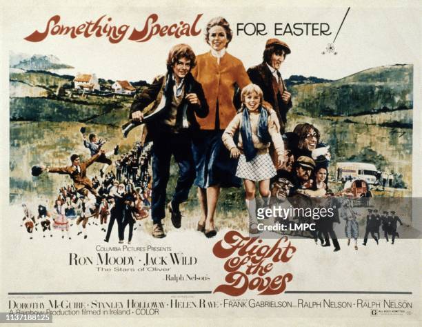 Flight Of The Doves, poster, from left: Jack Wild, Dorothy MCGuire, Helen Raye, Ron Moody, 1971.