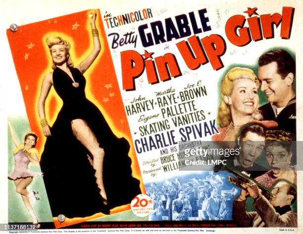 Pin-up Girl, lobbycard, Betty Grable, John Harvey, Joe E. Brown, Martha Raye, Charlie Spivak, 1944.
