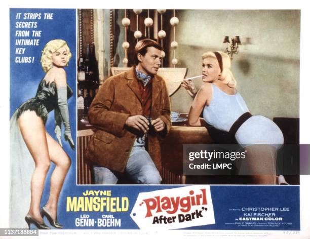 Playgirl After Dark, lobbycard, , Carl Boehm, Jayne Mansfield, 1960.