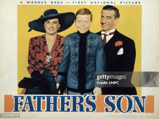 Father's Son, lobbycard, from left: Frieda Inescort, Billy Dawson, John Litel, 1941.