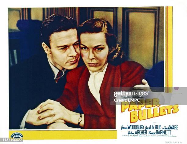 Paper Bullets, , US lobbycard, from left: John Archer, Joan Woodbury, 1941.