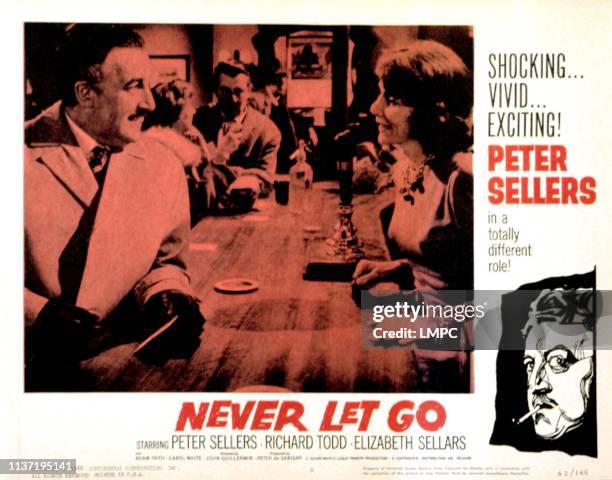 Never Let Go, lobbycard, Peter Sellers, Elizabeth Sellars, 1960.