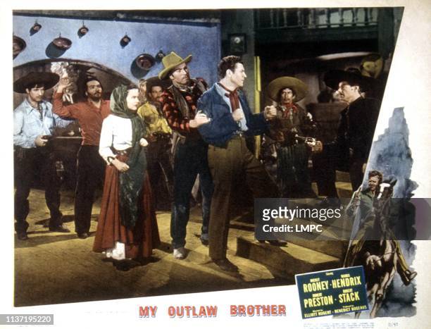 My Outlaw Brother, lobbycard, Wanda Hendrix, Robert Preston, 1951.