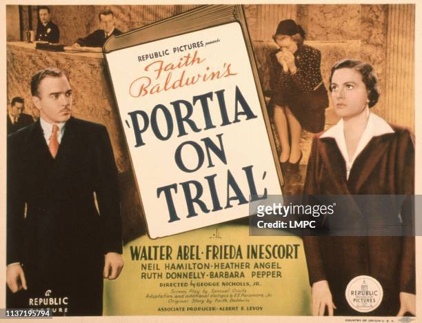 Portia On Trial, poster, US poster, front from left: Walter Abel, Frieda Inescort, 1937.