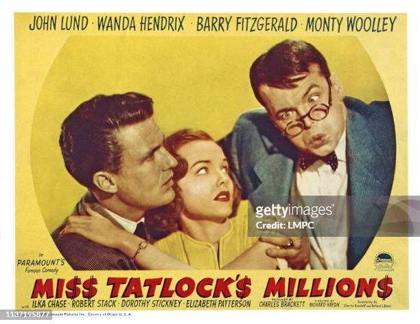Miss Tatlock's Millions, lobbycard, Robert Stack, Wanda Hendrix, John Lund, 1948.