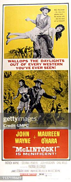 Mclintock!, poster, Maureen O'Hara, John Wayne, 1963.