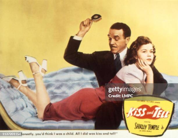 Kiss And Tell, lobbycard, Walter Abel, Shirley Temple, 1945.