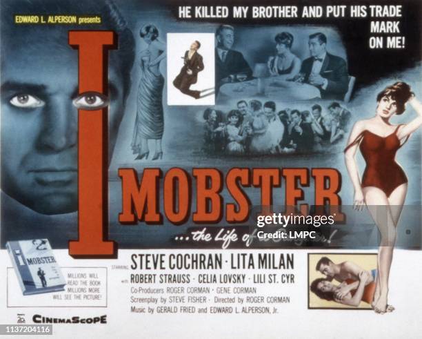 Mobster, poster, Steve Cochran, Lita Milan, Robert Strauss, Lili St. Cyr, 1958.