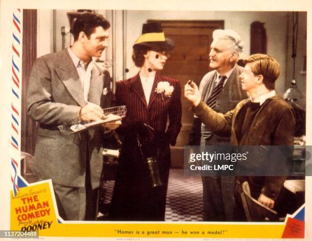 The Human Comedy, lobbycard, James Craig, Marsha Hunt, Frank Morgan, Mickey Rooney, 1943.
