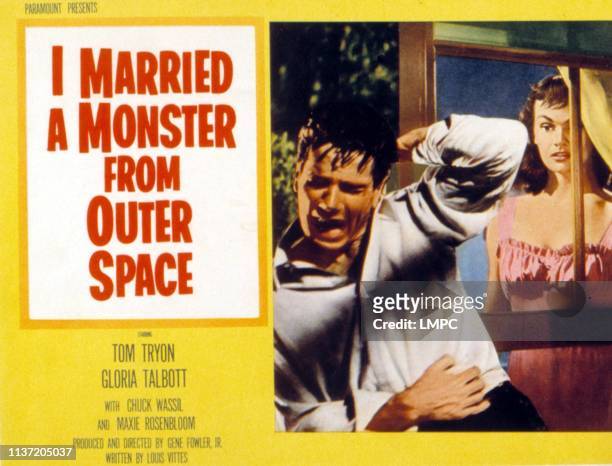 Married A Monster From Outer Space, lobbycard, Tom Tryon, Gloria Talbott, 1958.