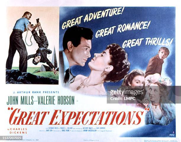 Great Expectations, lobbycard, John Mills, Valerie Hobson, Jean Simmons, Martita Hunt, Anthony Wager, 1946.