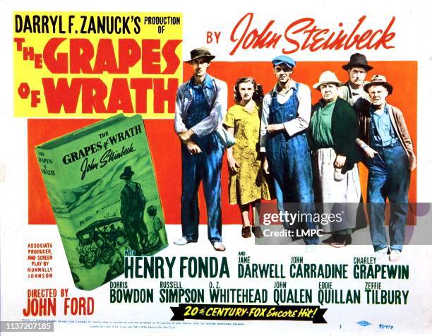 The Grapes Of Wrath, lobbycard, US poster, John Carradine, Dorris Bowdon, Henry Fonda, Jane Darwell, Russell Simpson, Frank Darien, 1940.