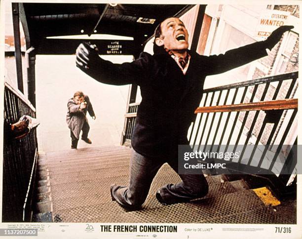 The French Connection, lobbycard, Gene Hackman, Marcel Bozzuffi, 1971.