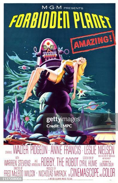 Forbidden Planet, poster, Robby the Robot, Anne Francis, 1956.