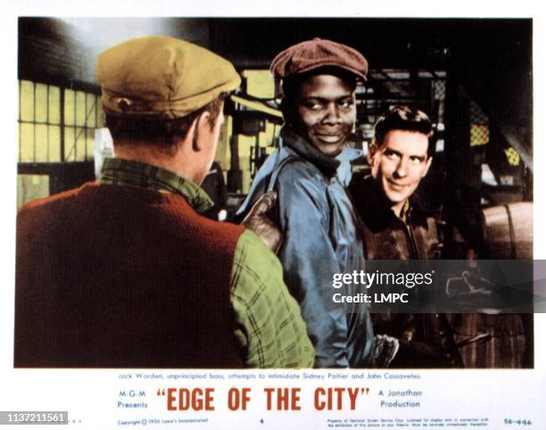 Edge Of The City, lobbycard, Sidney Poitier, John Cassavetes, 1957.