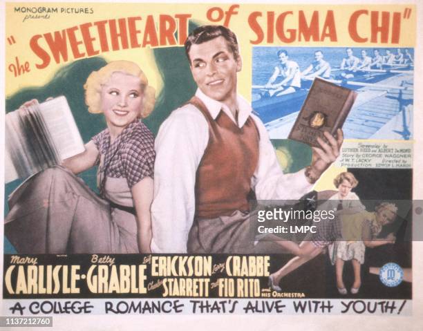The Sweetheart Of Sigma Chi, poster, US poster, back to back from left: Mary Carlisle, Buster Crabbe, 1933.