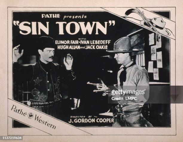 Sin Town, US lobbycard, from left: Ivan Lebedeff, Hugh Allan, 1929.