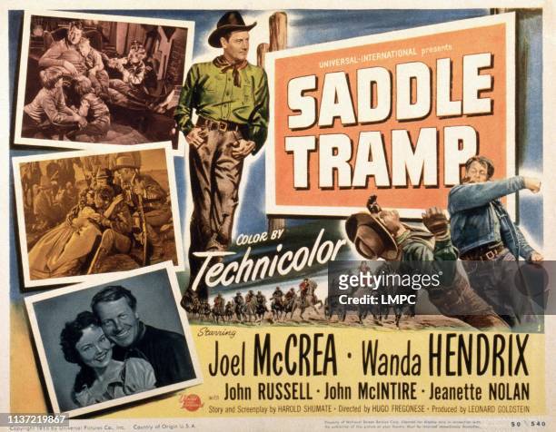 Saddle Tramp, poster, US poster, Joel McCrea , bottom from left: Wanda Hendrix, Joel McCrea, 1950.